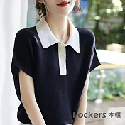 【Lockers 木櫃】春夏撞色短袖針織上衣 L111040607 FREE 圖片色