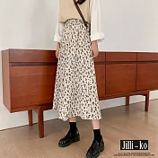 【Jilli~ko】春夏新款百搭鬆緊腰甜美碎花半身A字裙 J8813  FREE 白色