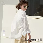 【Lockers 木櫃】春夏閃閃發光防曬輕薄透氣長袖上衣 L111041103 L 白色