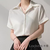 【Lockers 木櫃】夏季新款短袖日系垂感五分袖上衣 L111041104 M 白色