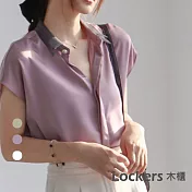 【Lockers 木櫃】香芋色緞面設計感夏季雪紡襯衫上衣 L111041105 L 紫色