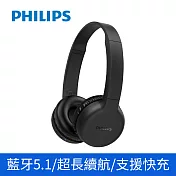 【Philips 飛利浦】藍芽無線耳罩式耳機 平折收納/藍芽5.1/內建麥克風(TAH1205BK/00) 黑