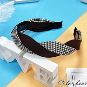 【卡樂熊】韓版千鳥紋素色麻花造型髮箍(三色)- 深棕
