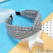 【卡樂熊】韓版清新格子扭結造型髮箍(三色)- 黑色