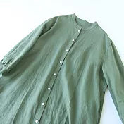 【ACheter】 森林系寬鬆棉麻襯衫連身洋裝外罩# 112283 L 綠色