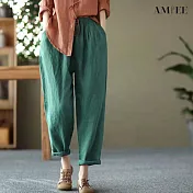 【AMIEE】氣質休閒直筒哈倫褲(KDP-7746) XL 綠色