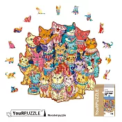 【YouRPUZZLE】木質不規則立體動物造型拼圖 貓咪聚會