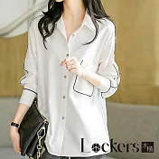 【Lockers 木櫃】春夏雪白垂感襯衫 L111050305 L 白色