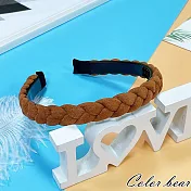 【卡樂熊】簡約麂皮麻花造型髮箍(四色)- 淺棕