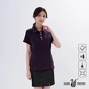 【遊遍天下】女款格紋抗UV防曬涼感吸排機能POLO衫(GS1014) L 灰紫