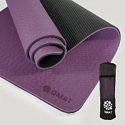 【QMAT】10mm運動墊 台灣製(隨貨附贈束帶及網袋 瑜珈墊 發呆墊 兒童爬行墊) 紫/黑