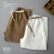 【初色】九分寬版休閒蘿蔔褲-共2色-61605(M-2XL可選) M 白色