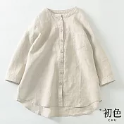 【初色】日系亞麻風立領襯衫-共5色-61033(M-2XL可選) 2XL 麻色