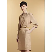 頂級精品水洗亞麻法式V領多穿式洋裝上衣-2201WD L 奶茶駝