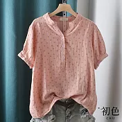 【初色】棉麻風氣質襯衫上衣-共7款-62100(M-2XL可選) M B.粉色