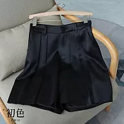 【初色】緞面感A字顯瘦短褲-共3色-62003(M-XL可選) L 黑色