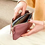 CHENSON三明治夾層 8卡4鈔大容量手機包長夾(CG15199-P) 粉