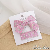 【卡樂熊】刺繡圖樣兒童髮夾/邊夾(五色)- 粉色