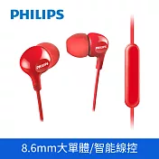 PHILIPS 飛利浦 有線入耳式耳機 線控麥克風 SHE3555 (四色) 紅色