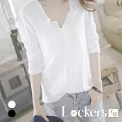 【Lockers 木櫃】夏季韓版竹節棉上衣 L111071101 M 白色