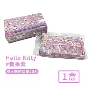 【Hello kitty】台灣製成人款平面醫療口罩20入/盒 糖果紫