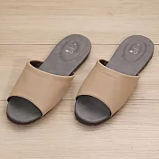 333家居鞋館 跳色樂活室內皮拖鞋 L 卡其