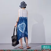 潘克拉 | 藍染愛心圖紋雙面夏季縲縈背心裙 TM1379 FREE 藍色