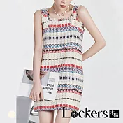 【Lockers 木櫃】夏季時尚編織吊帶連衣裙 L111080105 S 白色