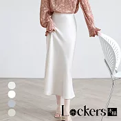 【Lockers 木櫃】夏季親膚顯瘦高腰魚尾裙 L111080111 L 白色