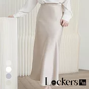 【Lockers 木櫃】夏季親膚顯瘦高腰魚尾裙 L111080111 XL 杏色