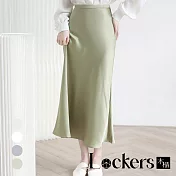 【Lockers 木櫃】夏季親膚顯瘦高腰魚尾裙 L111080111 L 綠色