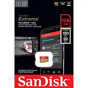 【代理商公司貨】sandisk 128gb 190mb/s extreme u3 microsdxc uhs-i v30 a2 記憶卡