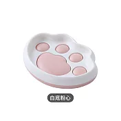 【Cap】可壁掛貓掌肥皂架 白底粉心