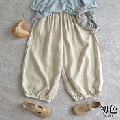 【初色】復古棉麻風寬鬆透氣九分燈籠褲-共3色-63365(M-2XL可選) XL 麻色