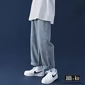 【Jilli~ko】韓版INS百搭寬鬆直筒老爹拖地牛仔褲 L-2XL J9294 XL 牛仔藍