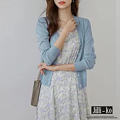 【Jilli~ko】秋裝新款通勤氣質時尚外搭薄款針織衫 J9297  FREE 藍色