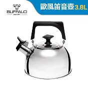 【Buffalo牛頭牌】歐風304不銹鋼笛音壺3.8L(SGS認證安全無毒/煮水壺/燒水壺/開水壺/IH電磁爐適用)