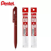 (1筆2芯)PENTEL Calme 靜暮輕油筆 0.7 紅桿
