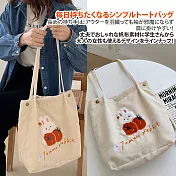 【Sayaka紗彌佳】日系人氣質感立體刺繡燈芯絨材質肩揹包 -蕃茄兔款
