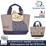 【Kusuguru Japan】日本眼鏡貓Neko Zegawa-san系列立體貓耳暖暖毛衣造型手提包 -灰色