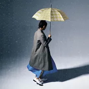【日本because】Two Tone Check 復古格紋耐風直傘 ‧ 黃