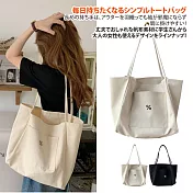 【Sayaka紗彌佳】日系生活中的百分比%系列大口袋造型單肩帆布包  -白色