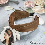 【卡樂熊】韓版氣質交叉寬邊韓式扭結造型髮箍(四色)- 咖色