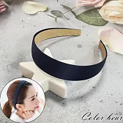 【卡樂熊】基本復古緞面造型髮箍(六色)- 深藍