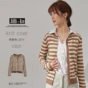 【Jilli~ko】日系溫柔氣質大地色系親膚軟糯針織衫女  FREE 燕麥條紋