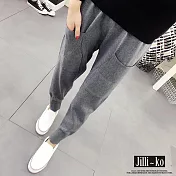 【Jilli~ko】針織休閒百搭寬鬆縮口哈倫運動褲 J9856 FREE 灰色