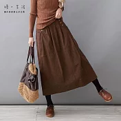【慢。生活】加厚棉料內襯長裙-F 17459 FREE 咖啡色