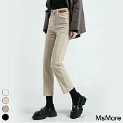 【MsMore】 直筒牛仔褲高腰顯瘦小個子九分煙管長褲# 115051 M 卡其