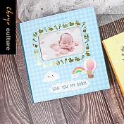 珠友 12K3孔雙格寶寶相本/相簿/新生兒成長相簿/超音波紀錄/自黏式米色內頁-12張 02藍