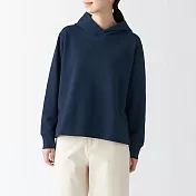 【MUJI 無印良品】女有機棉混裏毛連帽上衣 M 深藍